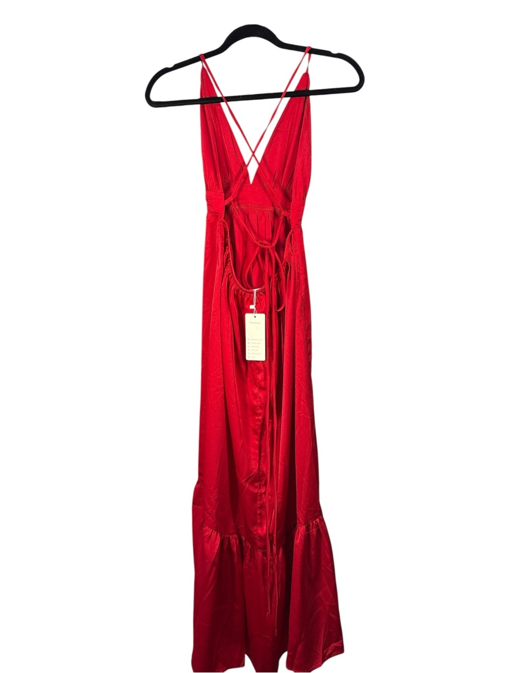 NWT Timathous Boutique Red Maxi Dress Crisscross Back Size Small - Picture 2 of 5